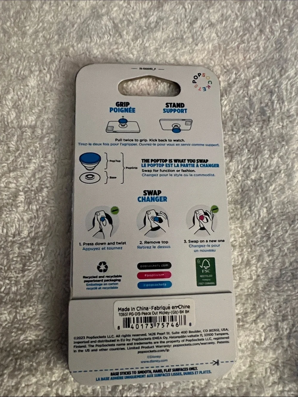 PopSockets PopGrip Disney Mickey Mouse Teal White Black